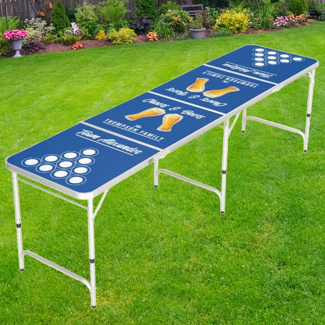 Family Reunion Champions with Team Names | Blue Beer Pong Table (Creator Uploaded)