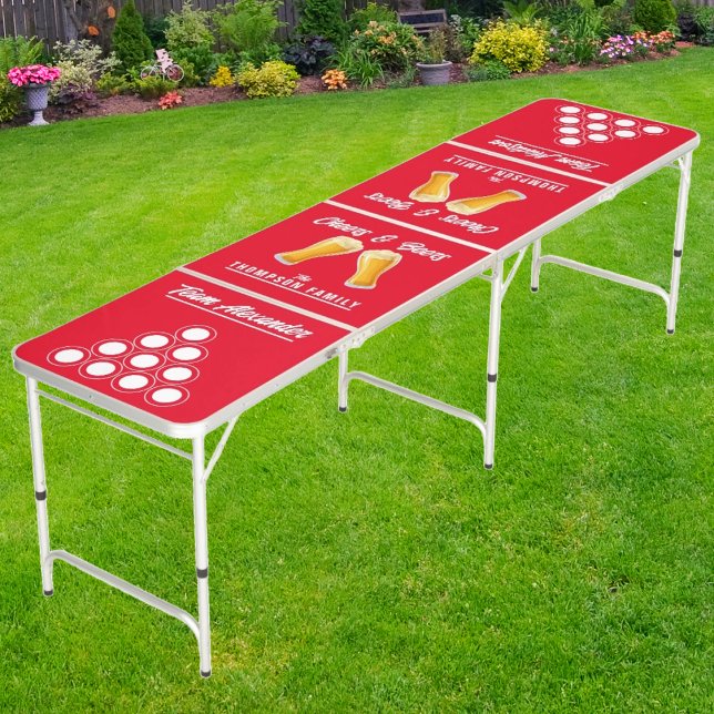 Family Reunion Champions with Team Names | Red Beer Pong Table (Creator Uploaded)