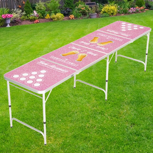 Family Reunion Champions with Team Pink Glitter Beer Pong Table (Creator Uploaded)