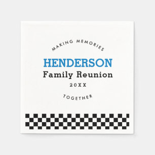 Family Reunion Checkered Black And White Retro Napkins