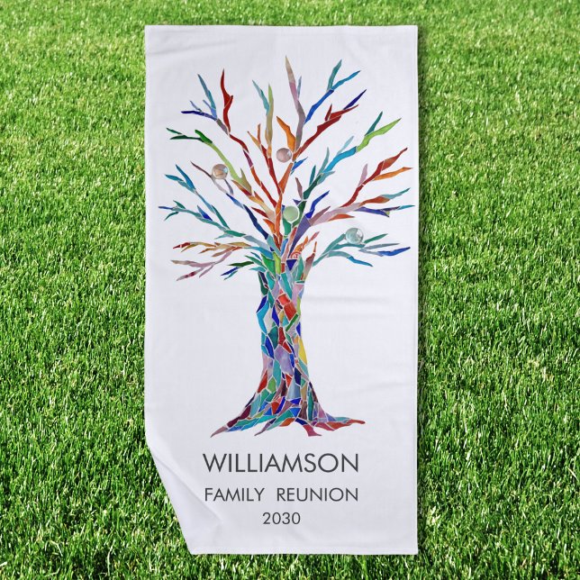 Family Reunion Colorful Family Tree Beach Towel (Creator Uploaded)