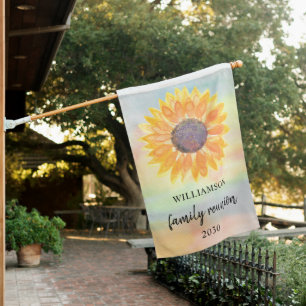 Family Reunion Colorful House Flag