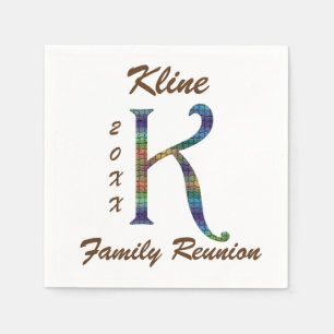 Family Reunion Colorful Tie-dye Letter K Monogram Napkins