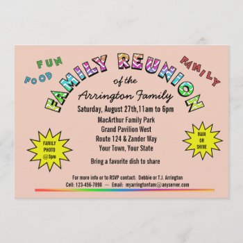 Family Reunion Colors Announcement Invitation by Zigglets at Zazzle