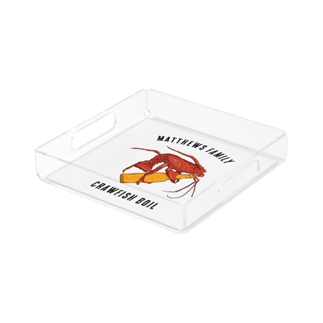 Family Reunion Crawfish Seafood Boil Custom Acrylic Tray (Angled)