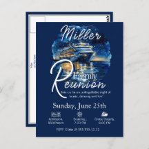 Family Reunion Cruise Ship Blue & White Invitation