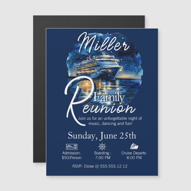 Family Reunion Cruise Ship Invitation Magnet (Front/Back)