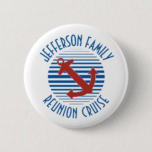 Family reunion cruise with Nautical Anchor Pinback Button