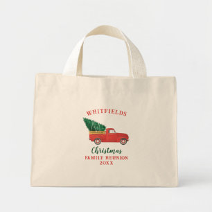 Family Reunion Custom Christmas Holiday Red Truck Mini Tote Bag
