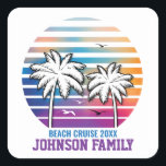 Family Reunion Custom Cruise Vacation Square Sticker<br><div class="desc">Beach Designs  by Edward Eksi. Hand Drawn illustrations,  Easy modification of INPUTS and TEXTS for your needs</div>