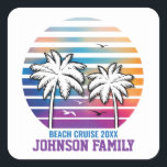 Family Reunion Custom Cruise Vacation Square Sticker<br><div class="desc">Beach Designs  by Edward Eksi. Hand Drawn illustrations,  Easy modification of INPUTS and TEXTS for your needs</div>