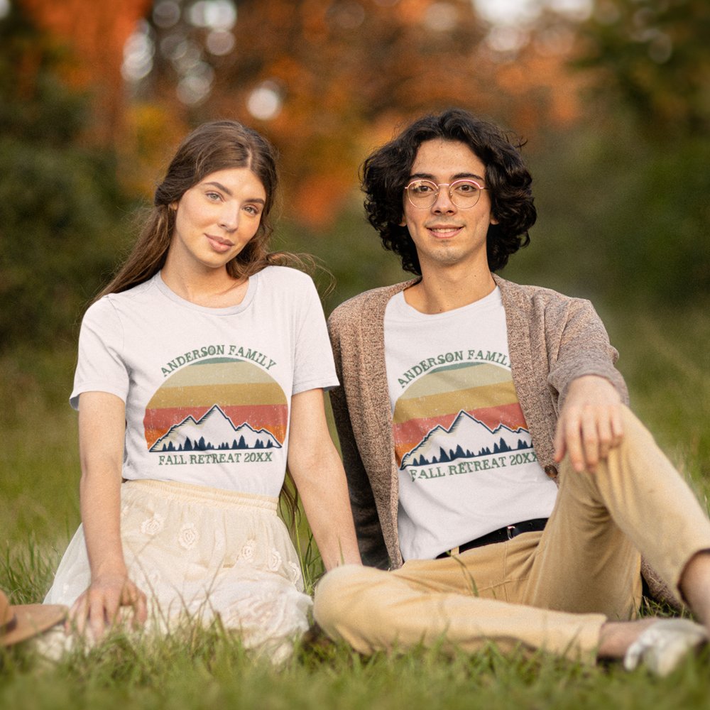 Discover Family Reunion Custom Fall Retreat Sunset Monogram T-Shirt