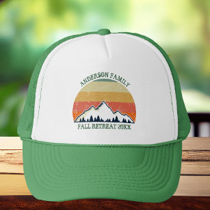 Family Reunion Custom Fall Retreat Sunset Monogram Trucker Hat