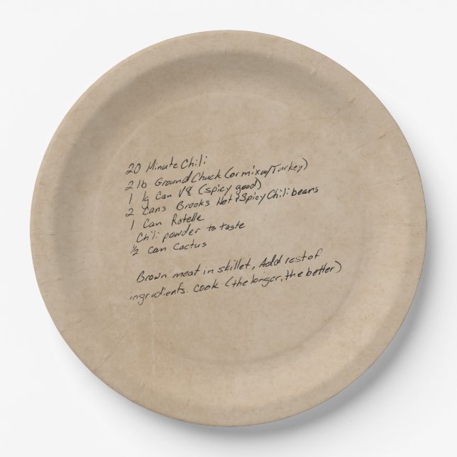 Family Reunion Custom Family Recipe  Paper Plates (Front)