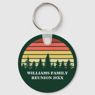 Family Reunion Custom Forest Camping Trip Sunset Keychain
