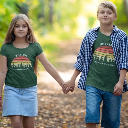 Family Reunion Custom Forest Camping Trip Sunset T_Shirt