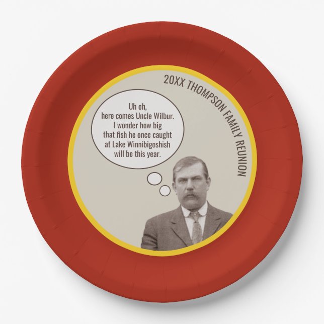 Family Reunion | Custom Funny Vintage Photo Paper Plates (Front)