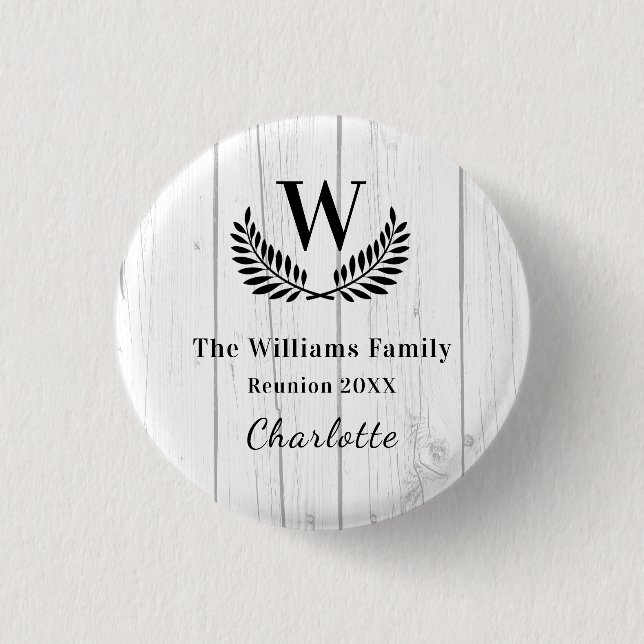 Family reunion custom monogram name button (Front)