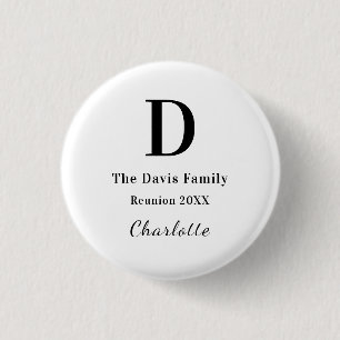 Family reunion custom monogram name year   button