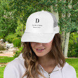 Family reunion custom monogram name year trucker hat<br><div class="desc">Personalize and add your monogram letter,  family name,  and family reunion year.  Gray colored letters. 
This cap is also available in our store with 3 photos in addition to the monogram.</div>