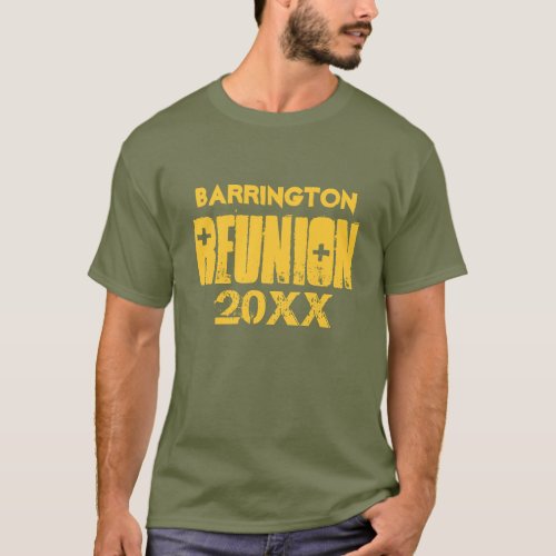 Family Reunion Custom Name Year Olive Gold T_Shirt