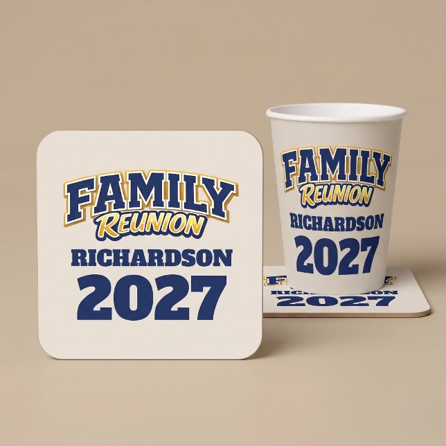 Family Reunion Custom Name Year Square Paper Coaster (Creator Uploaded)