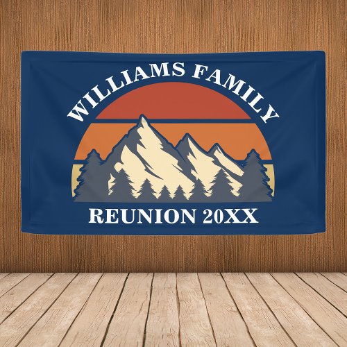 Family Reunion Custom Nature Mountain Sunset Party Banner
