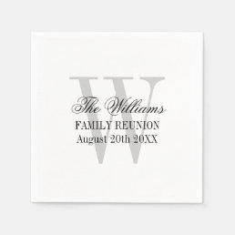 Family reunion custom paper napkins with monogram