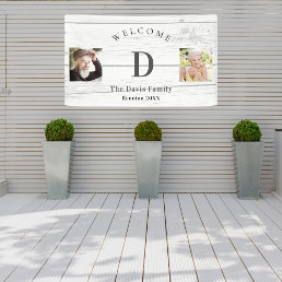 Family reunion custom photo monogram welcome banner