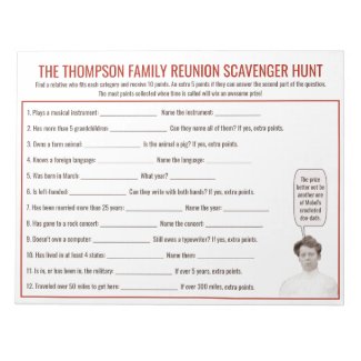 Family Reunion Custom Scavenger Hunt Game | Notepad