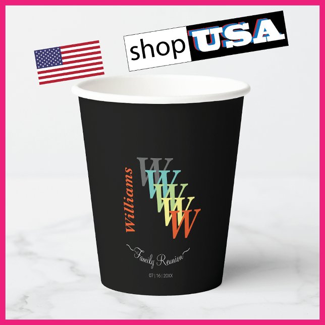 Family Reunion Custom Text Colorful Paper Cups (Creator Uploaded)