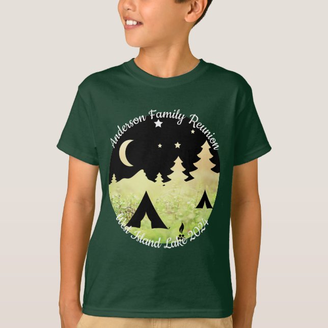 Family reunion customizable camping scene T-Shirt (Front)