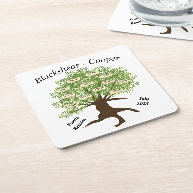Family Reunion Customized Paper Coaster Set of 6 (Angled)