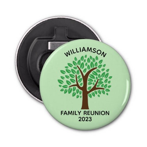 Family Reunion Cute Green Tree Custom Keepsake Bottle Opener