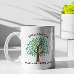 Family Reunion Cute Green Tree Custom Keepsake Coffee Mug<br><div class="desc">Customize these cute green family tree mug gifts for your next family reunion. Personalize with your family's last name above the green leaves with the event and year underneath the nature keepsake gift.</div>