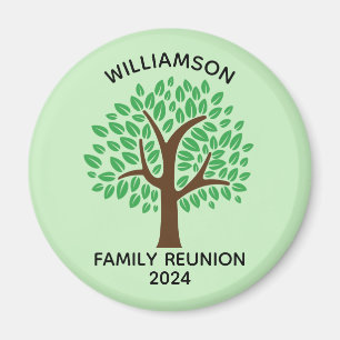 Family Reunion Cute Green Tree Custom Keepsake Magnet