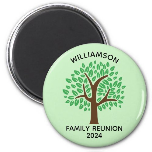 Family Reunion Cute Green Tree Custom Keepsake Magnet