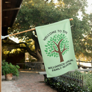 Family Reunion Cute Green Tree Custom Welcome House Flag