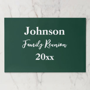 Family Reunion Dark Green White Name Year Placemat