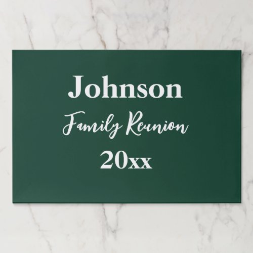 Family Reunion Dark Green White Name Year Placemat