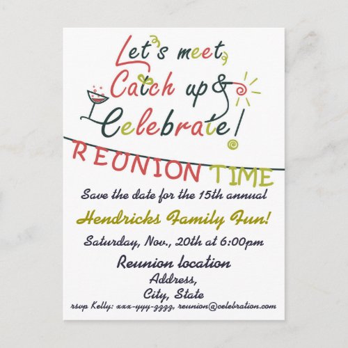 Family Reunion design Announcement Postcard