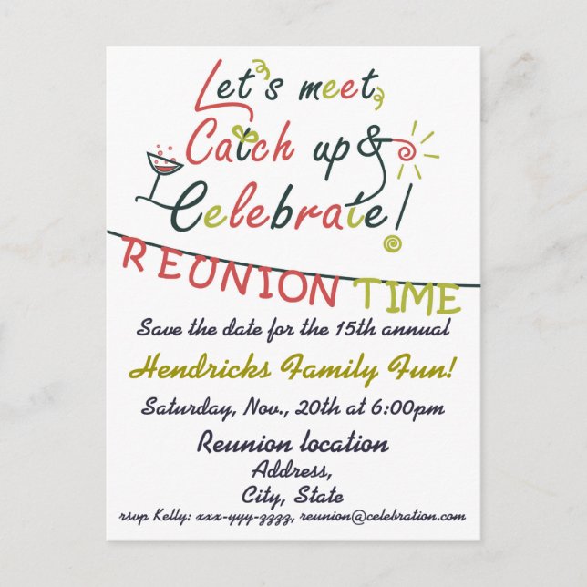 Family Reunion design Announcement Postcard (Front)