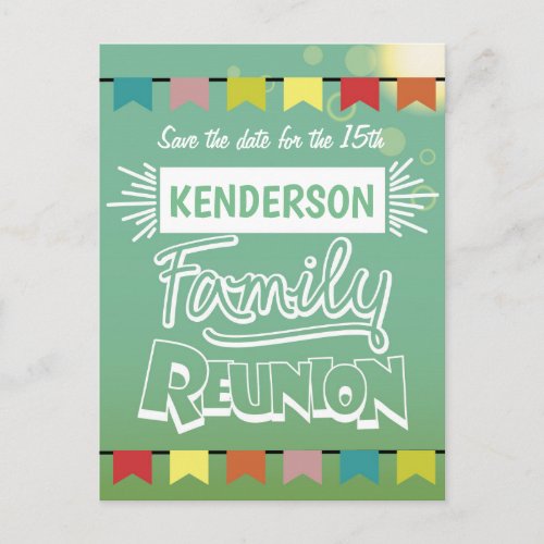 Family reunion design announcement postcard