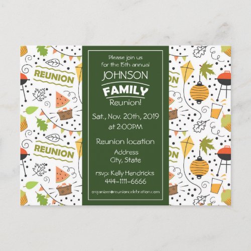 Family reunion design with colorful background inv postcard