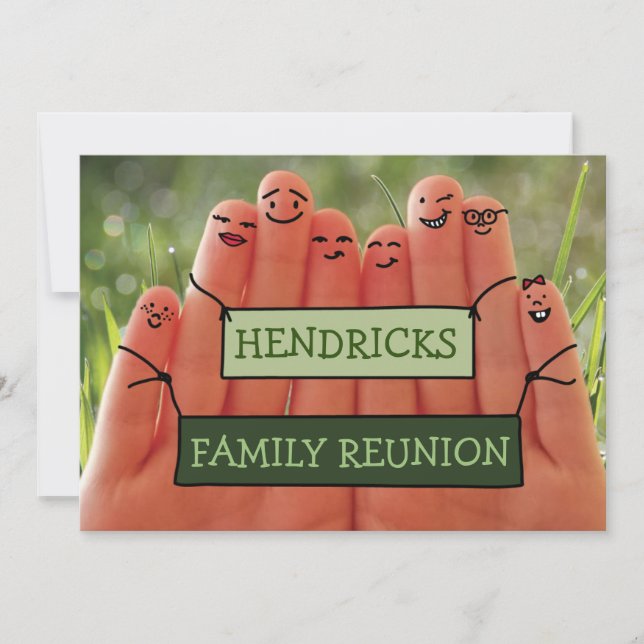 Family Reunion design with fingers Invitation (Front)