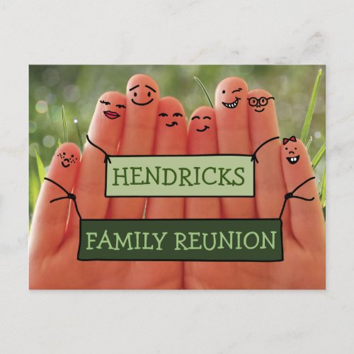 Family Reunion design with fingers Invitation Postcard