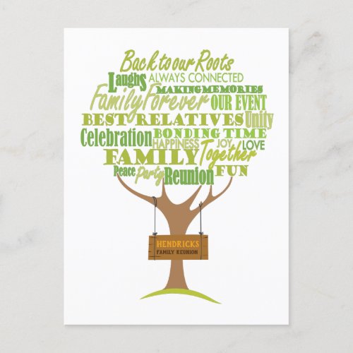 Family Reunion design with tree element Announcement Postcard