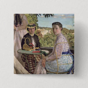 Family Reunion, detail of two women, 1867 Pinback Button