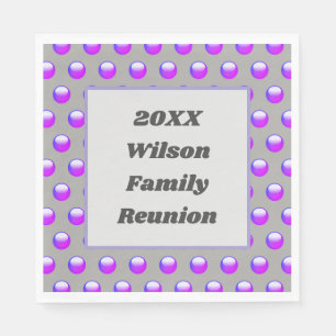 Family Reunion Dinner Purple Modern Polka Dot Napkins