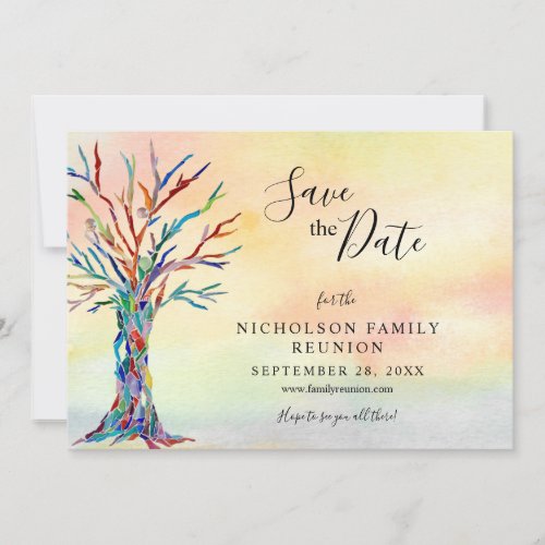Family Reunion Elegant Colored Tree Save The Date